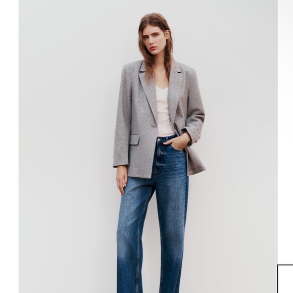 Zara STRAIGHT CUT HERRINGBONE BLAZER - Picture 4 of 14